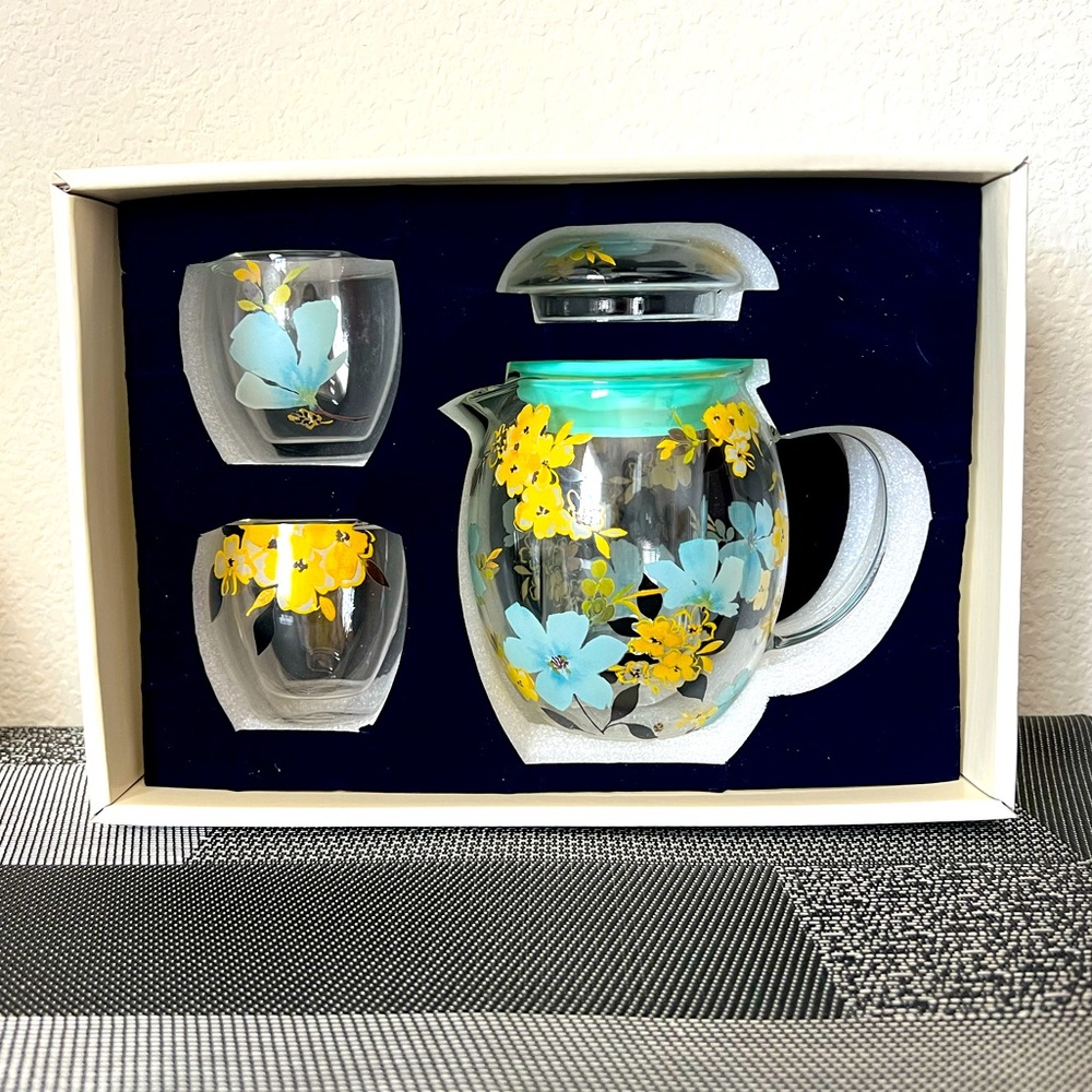 Cypress Glass Teapot / Cups